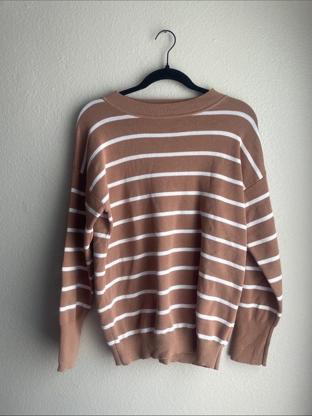 Isabel by Ingrid & Isabel - Tan & White Striped Crewneck Sweater